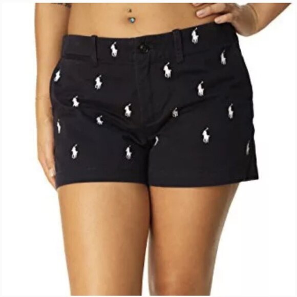 Polo Ralph Lauren Navy & White Pony Embroidery Cotton Summer Chino Shorts Size 4 - Picture 10 of 10